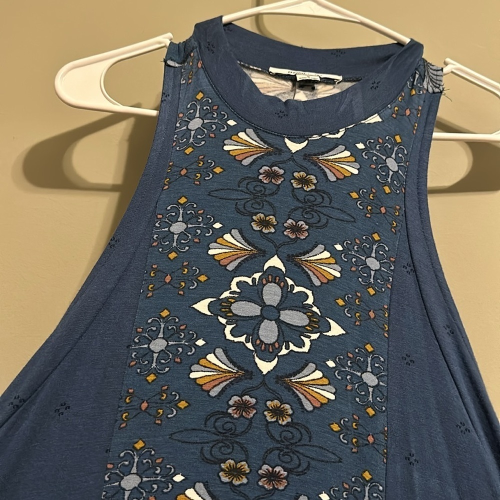 O’Neill Leslie Denim Blue Floral Print Swing Dress Small - Picture 4 of 12